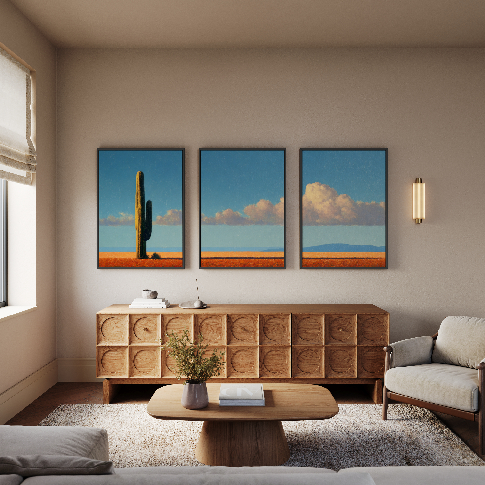 Cactus Sunset (Triple Canvas)